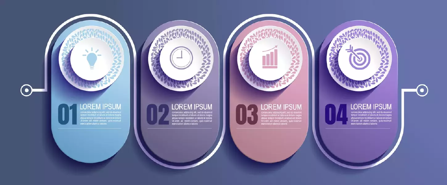 وکتور اینفوگرافیک و تایم لاین با چهار مرحله