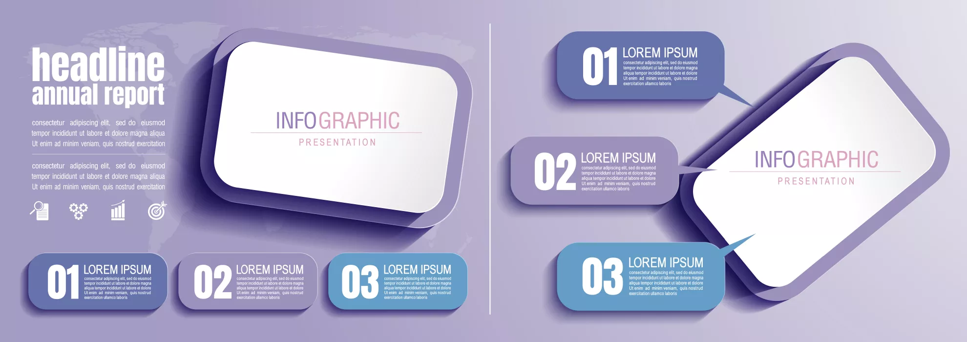 وکتور اینفوگرافیک با سه پله و مرحله