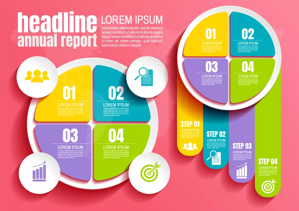 وکتور اینفوگرافیک با چهار پله رنگارنگ