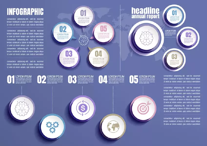 وکتور ست اینفوگرافیک دایره ای