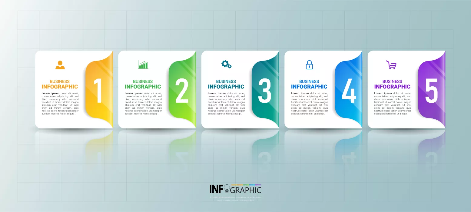 وکتور اینفوگرافیک با پنج پله و گزینه
