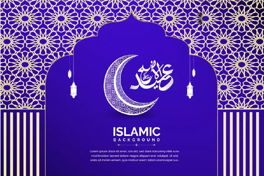 وکتور بکگراند اسلامی بنفش و طلایی