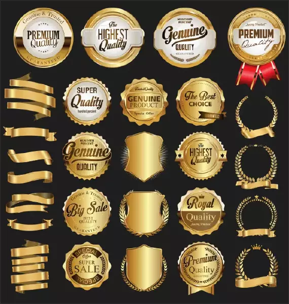 وکتور ست لیبل لوکس طلایی