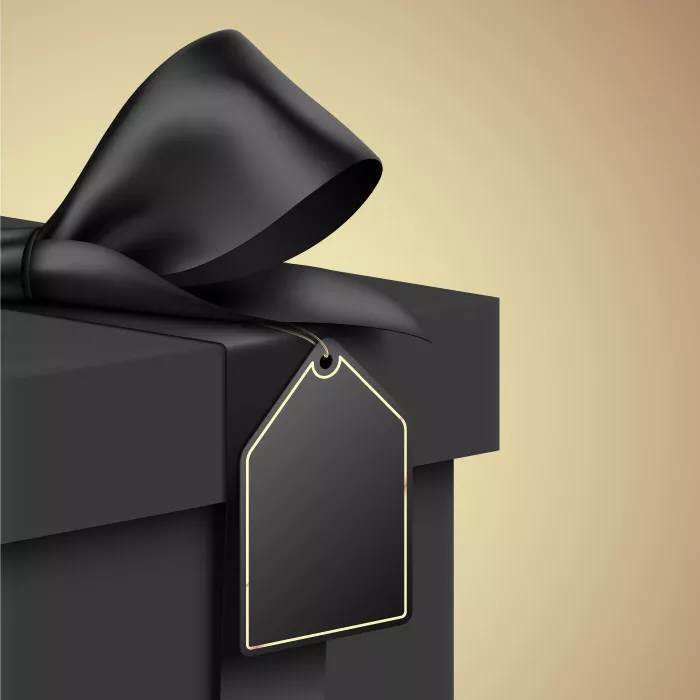 وکتور واقع بینانه هدیه و روبان سیاه