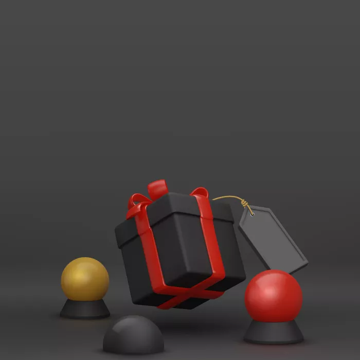 وکتور سه بعدی کادو و روبان قرمز