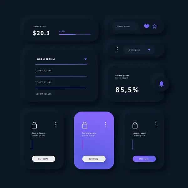 وکتور رابط کاربری موبایل و عناصر طراحی