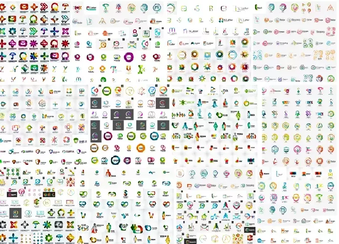 وکتور کلکسیون لوگو و المان طراحی رنگارنگ