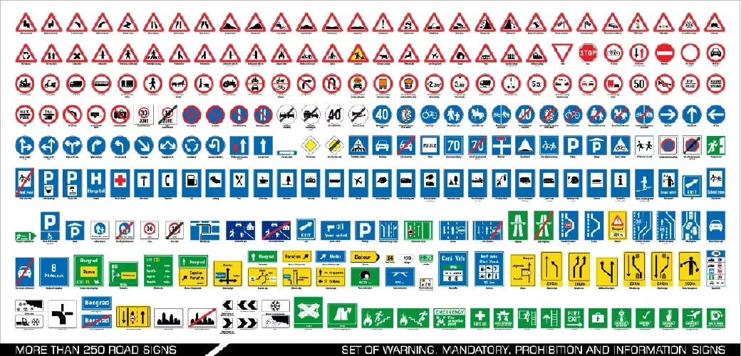 وکتور کلکسیون تابلو های راهنمایی و رانندگی