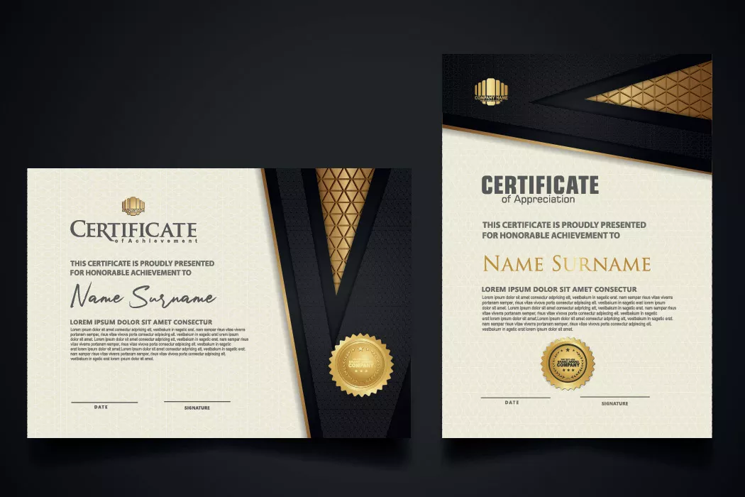 وکتور گواهی نامه و لوح تقدیر