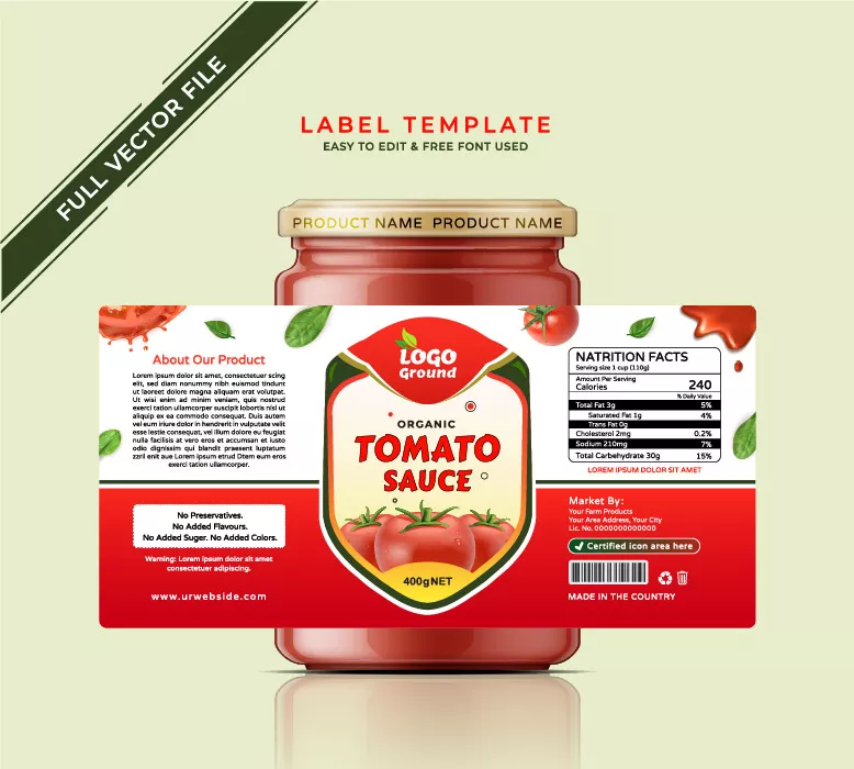 وکتور بسته بندی و برچسب مواد غذایی شماره چهار