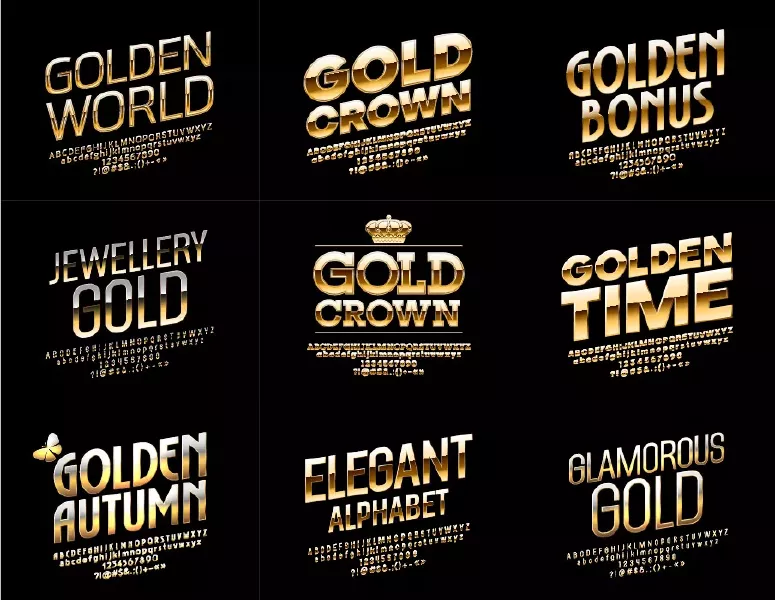 وکتور کلکسیون فونت های طلایی