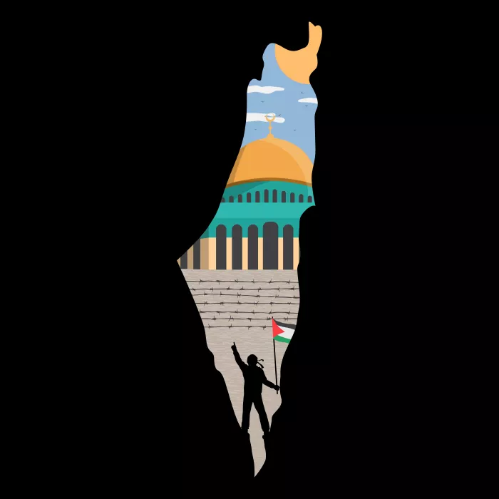 وکتور طراحی نقشه و فلسطین و مسجد قدس