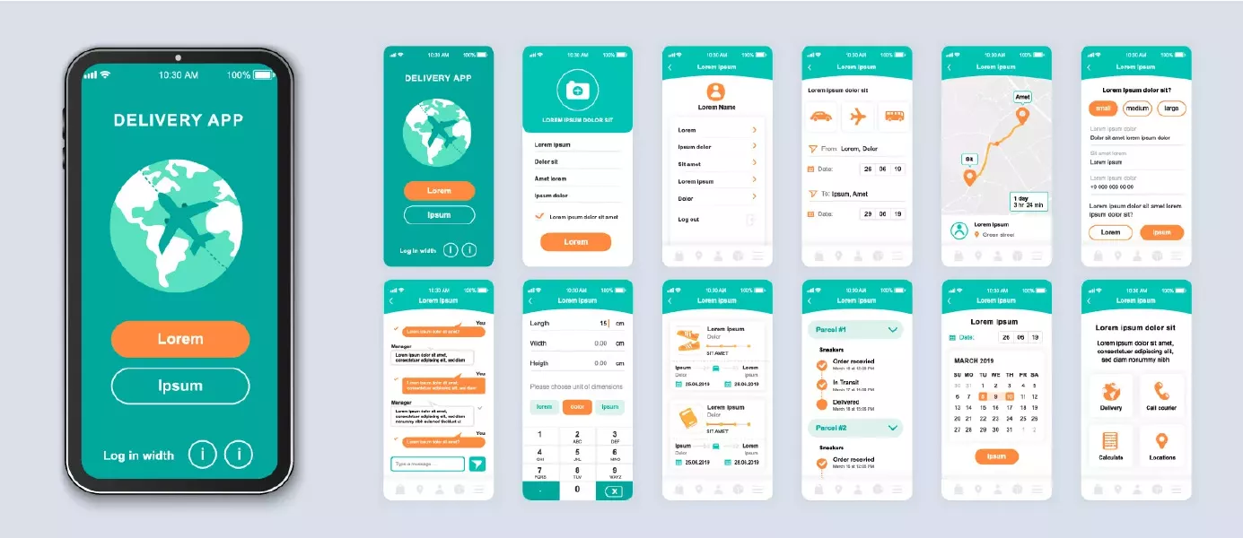 وکتور قالب برنامه موبایل و المان طراحی