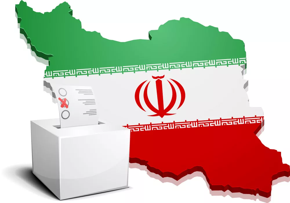 وکتور نقشه و پرچم ایران و صندوق رأی