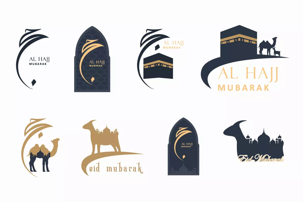 وکتور مجموعه لوگو اسلامی حج و خانه خدا