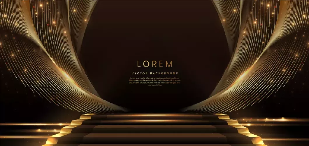 وکتور پس زمینه طلایی و استیج لوکس