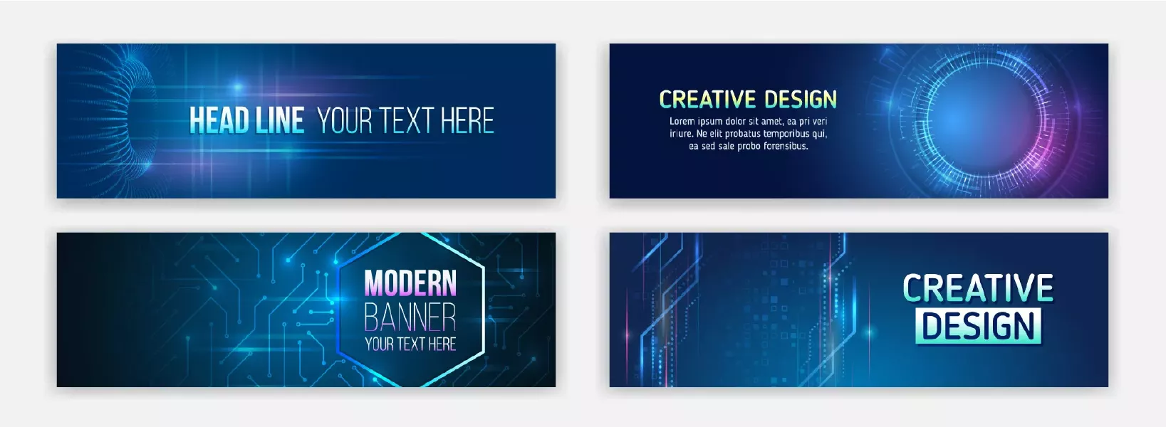 وکتور بنر و هدر طرح فناوری و تکنولوژی