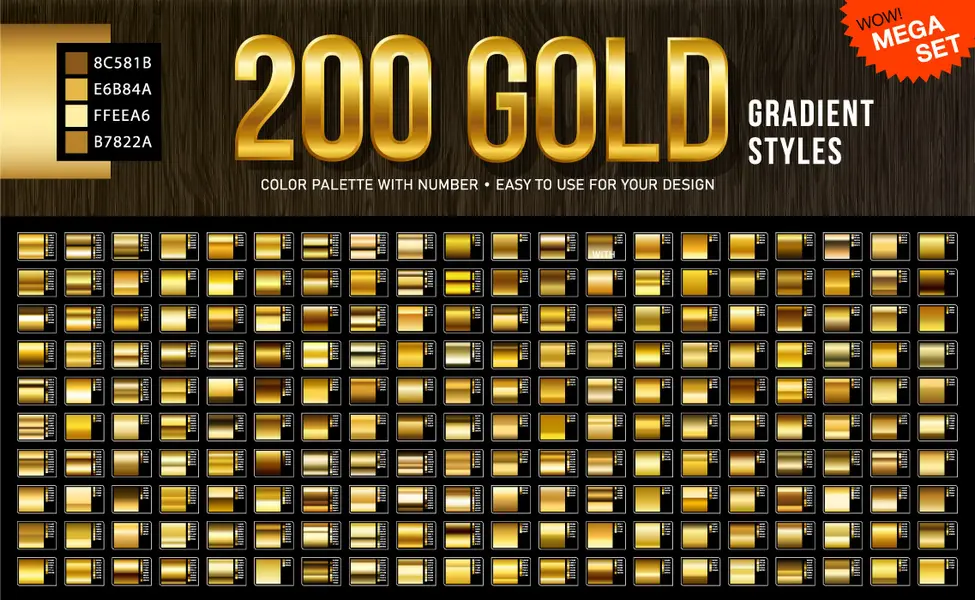 وکتور کلکسیون نمونه رنگ طلایی