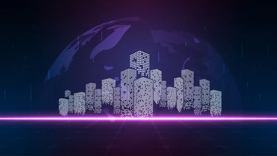 وکتور پس زمینه شهر و ساختمان های پیکسلی