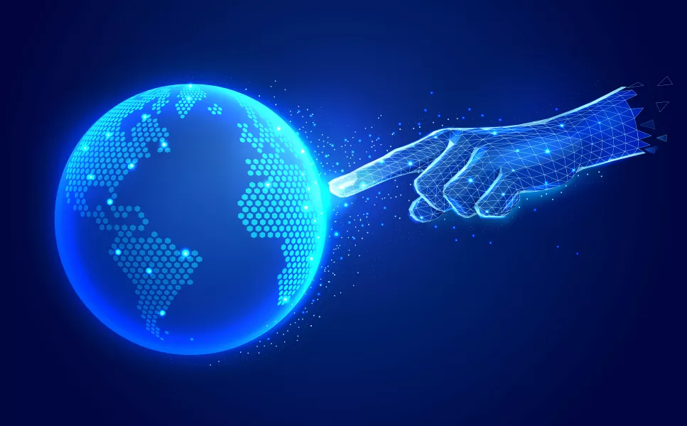 وکتور پس زمینه درخشان دست و کره زمین