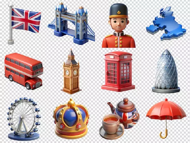 وکتور ست آیکون سه بعدی کشور انگلستان