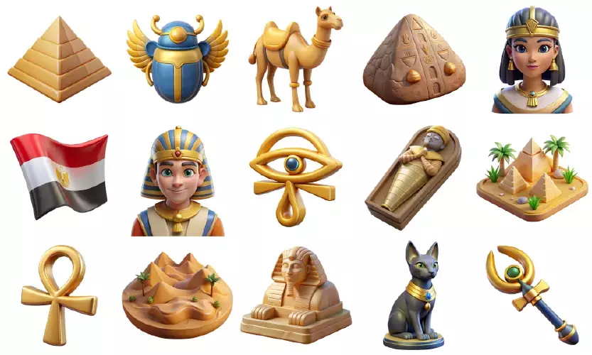 وکتور ست آیکون سه بعدی کشور مصر