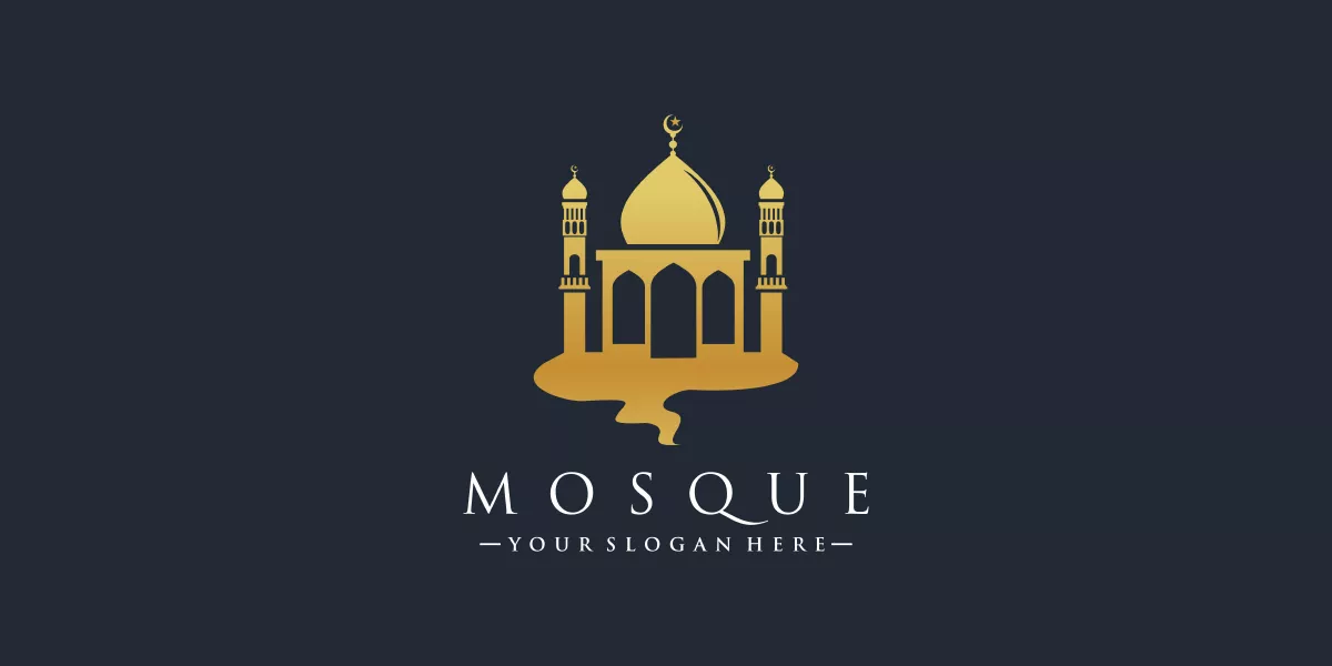 وکتور لوگو طلایی مسجد شماره پنج