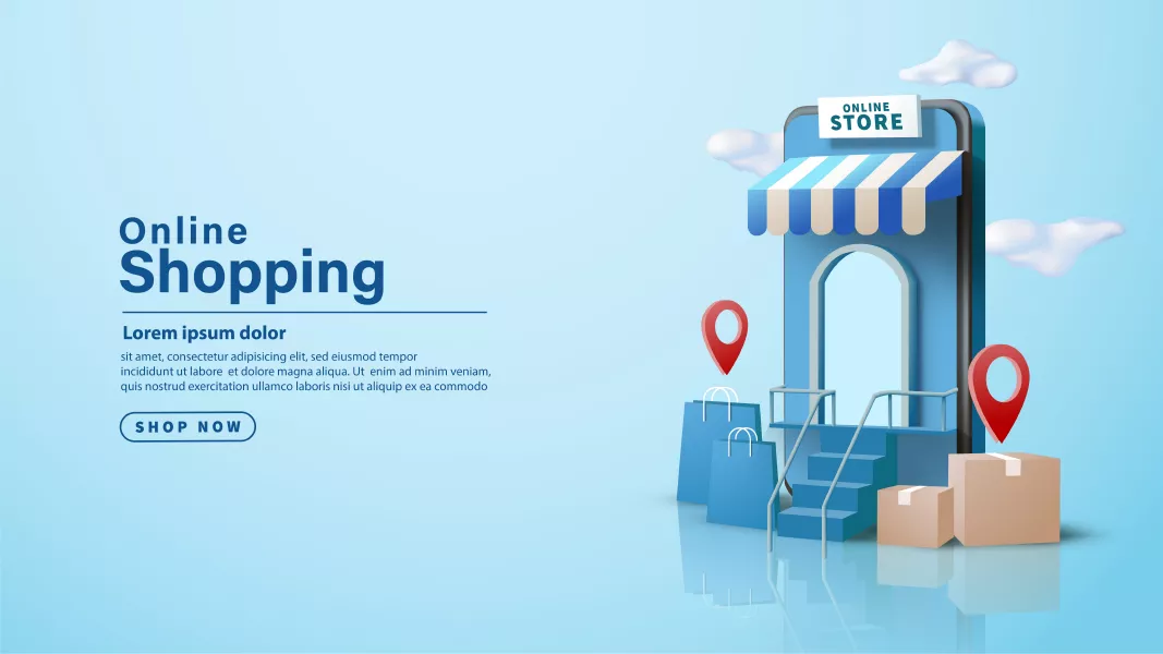 وکتور سه بعدی فروشگاه آنلاین شماره یک