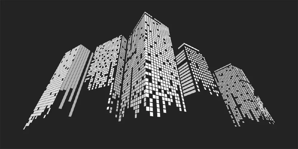 وکتور طراحی پیکسلی ساختمان شماره هشت