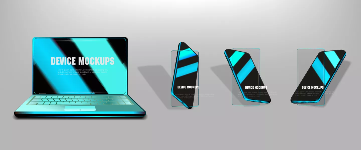 وکتور واقع بینانه موبایل و لپ تاپ