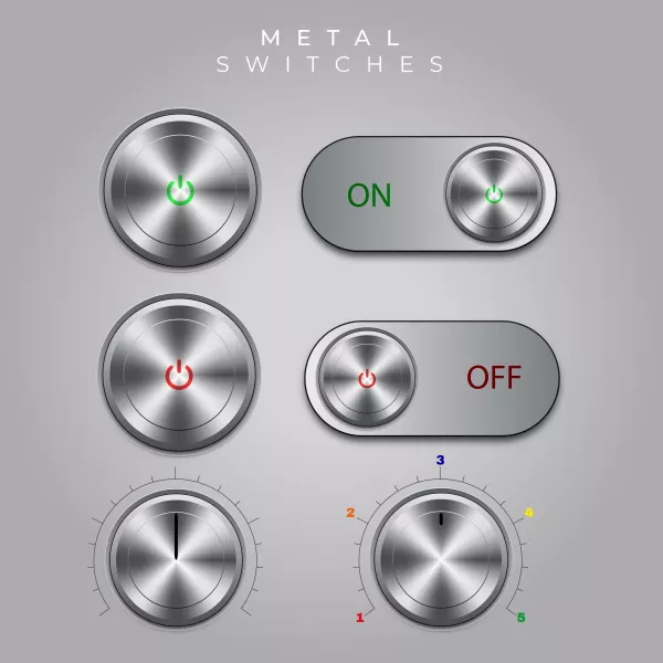 وکتور دکمه خروج و سوئیچ فلزی