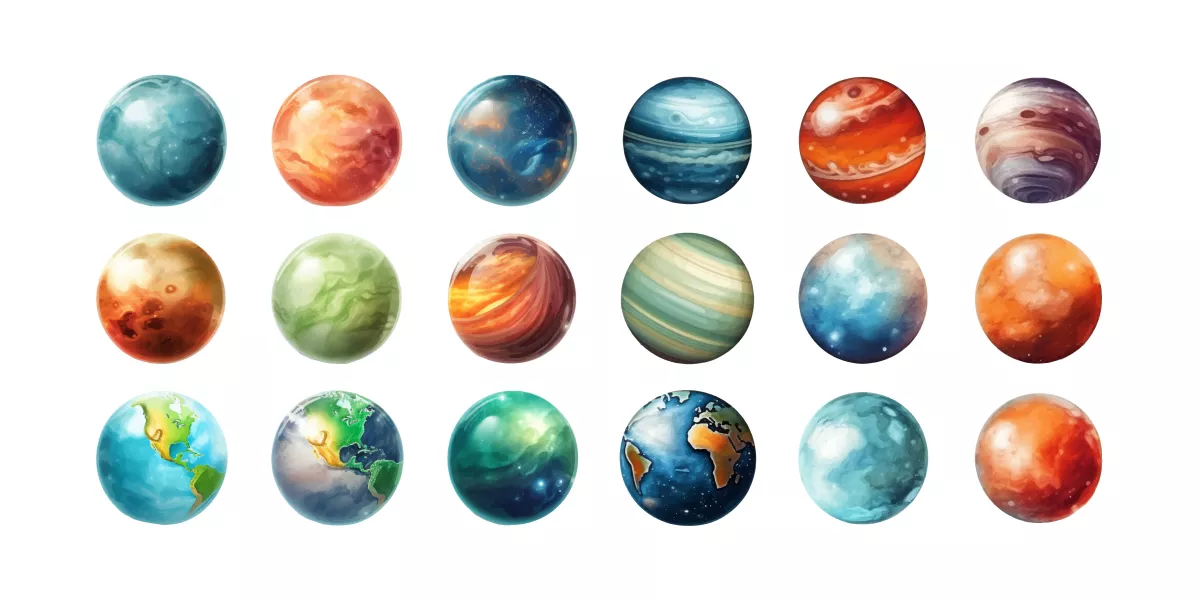 وکتور مجموعه سیارات مختلف شماره یک