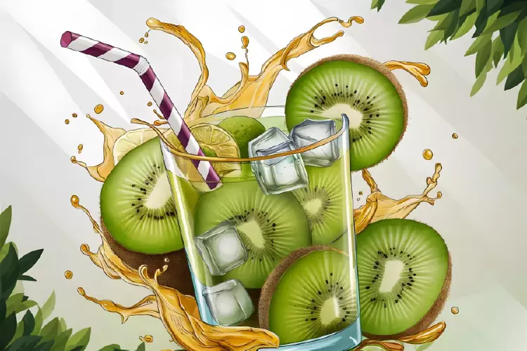 وکتور واقع بینانه نوشیدنی با طعم کیوی