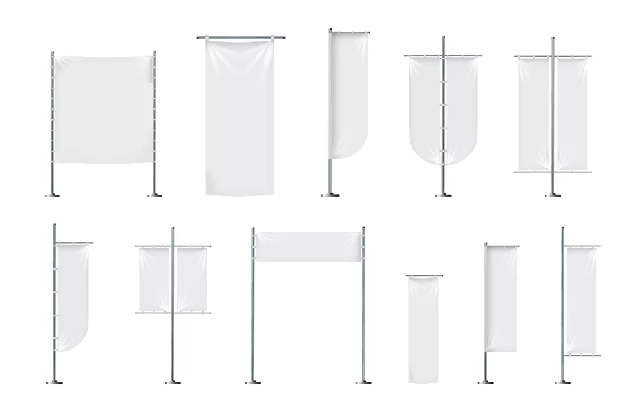 وکتور پرچم های سفید با میله فلزی