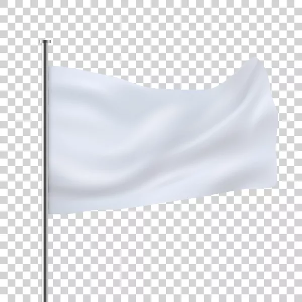 وکتور واقع بینانه پرچم سفید با میله آهنی