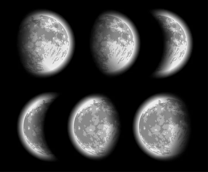 وکتور ماه واقع بینانه در شب های مختلف