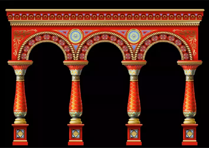 وکتور طراحی داخلی ساختمان و ستون ها