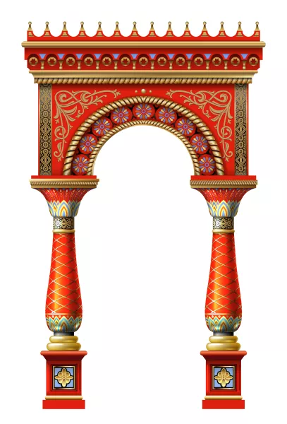 وکتور طراحی داخلی ساختمان و ستون قرمز رنگ شماره دو