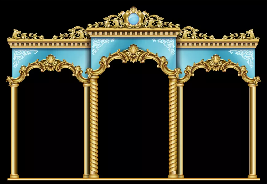 وکتور طراحی داخلی ساختمان و ورودی طلایی لوکس