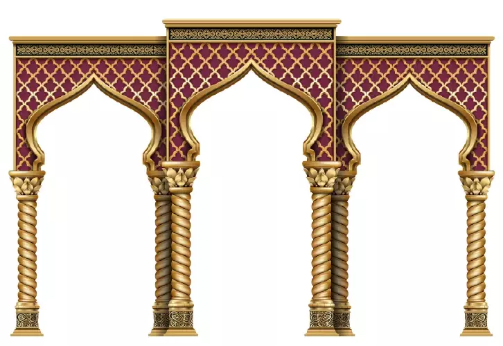 وکتور طراحی داخلی ساختمان و ستون های طلایی شماره دو