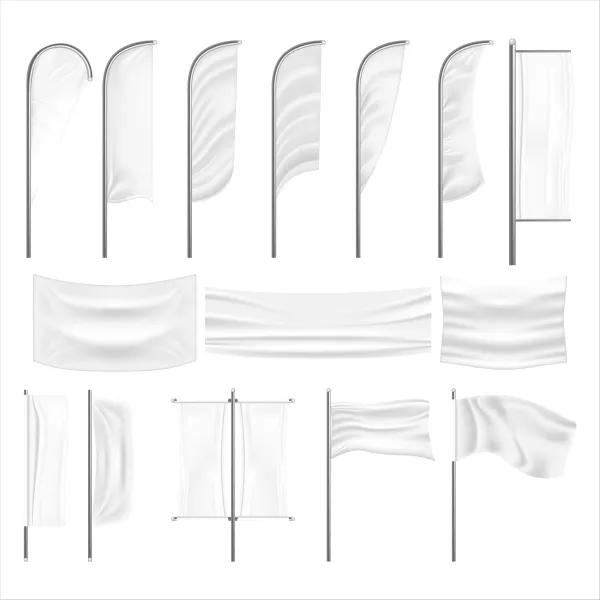 وکتور واقع بینانه ست پرچم های سفید