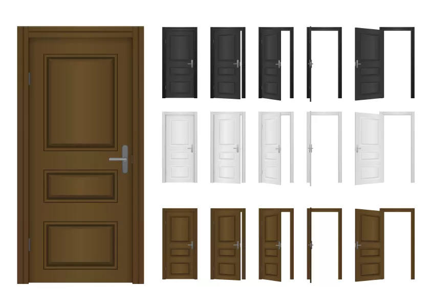 وکتور ست درب های چوبی ساختمان