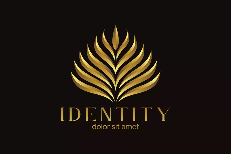 وکتور لوگو طلایی لوکس مفهومی گل و گیاه