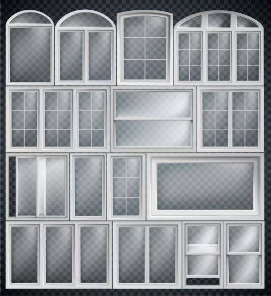 وکتور پنجره های ساختمان سفید رنگ شماره سه