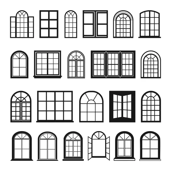 وکتور سیاه و سفید پنجره