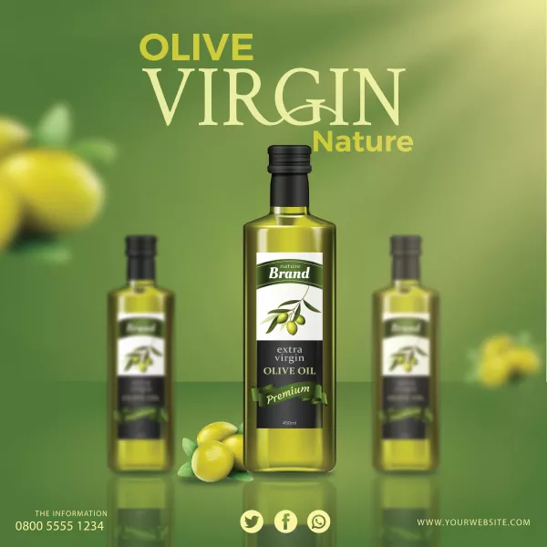 وکتور بطری روغن زیتون واقع بینانه