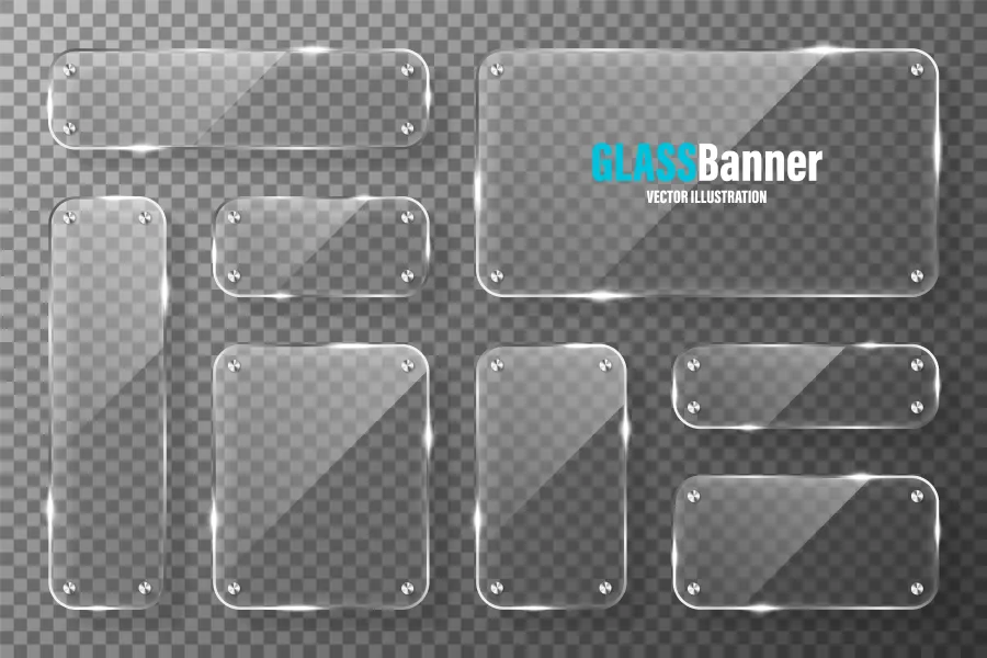 وکتور ست المان طراحی شیشه ای شفاف