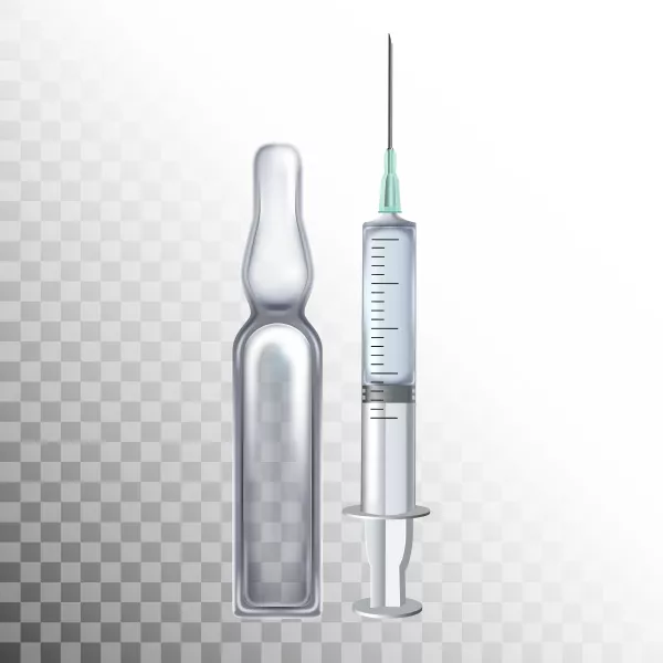 وکتور پزشکی واکسن و سرنگ واقع بینانه
