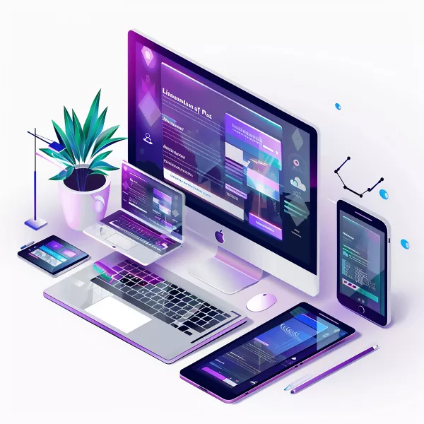 وکتور واقع بینانه کامپیوتر و موبایل و لپ تاپ