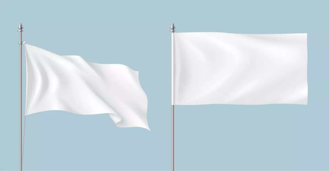 وکتور واقع بینانه پرچم سفید و میله فلزی